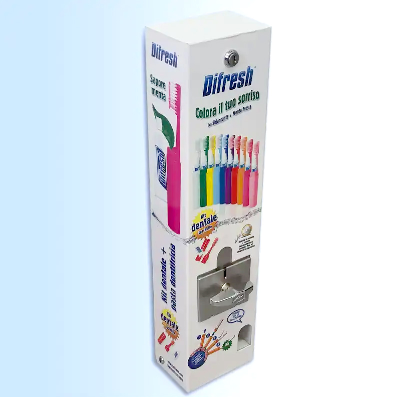Distributore automatico spazzolini da denti con dentifricio
